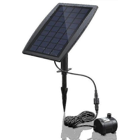 Pompe de bassin solaire sans balais, équipée d'un panneau solaire 9V 2,5W, débit 200 litres/heure, hauteur 120 cm. (1/3)