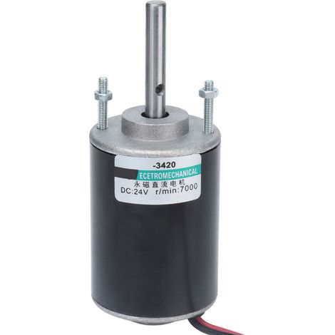 Gleichstrommotor mit Permanentmagnet, Rechts-/Linkslauf, hohe Drehzahl, mit Kugellager, 43 mm Wellenlänge, 24 V, 7000 U/min (1/5)
