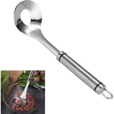 stampo per polpette in acciaio inox, cucchiaio antiaderente creativo per polpette, stampo per polpette per uso domestico con apertura ovale, stampo per polpette (1/5)