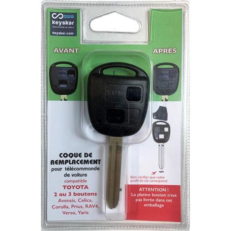 COQUE CLE ADAPTABLE POUR TOYOTA 3 BOUTONS LAMES CRANTEE KEYSKAR