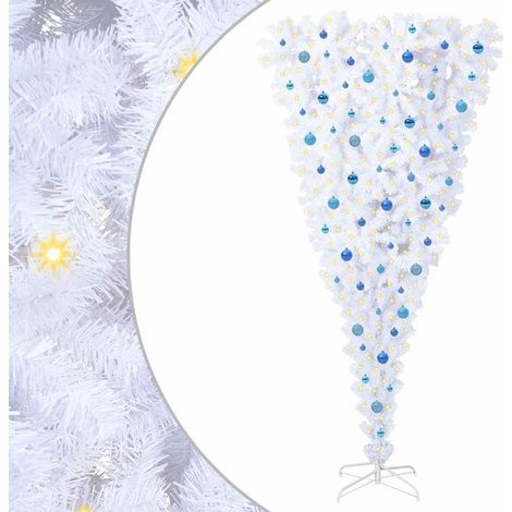 Sapin de Noël artificiel avec 300 lumières LED blanches, 240 cm de haut, en PVC et acier. (1/5)