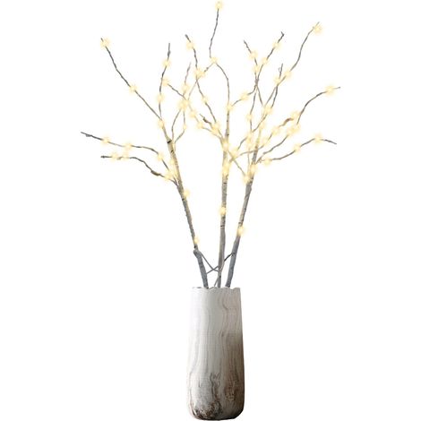 TolleTour Ramo decorativo bianco da 50 cm, 70 LED a luce calda e timer automatico da 6 ore (1/5)