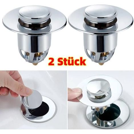 Bonde De Lavabo - Clic-Clac - Diamètre 34 À 40 Mm - Universelle - Lot De 2