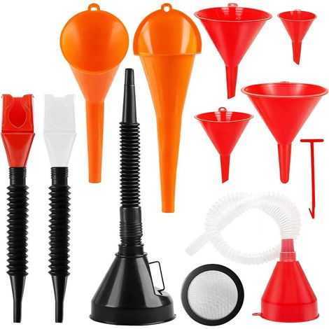Mehrteiliges Kunststofftrichter-Set für Ölwechsel am Auto, flexibler Trichter mit Filter, Trichter-Set zum Umfüllen von Autoflüssigkeiten, geeignet für Benzin, Kraftstoff usw. (1/4)