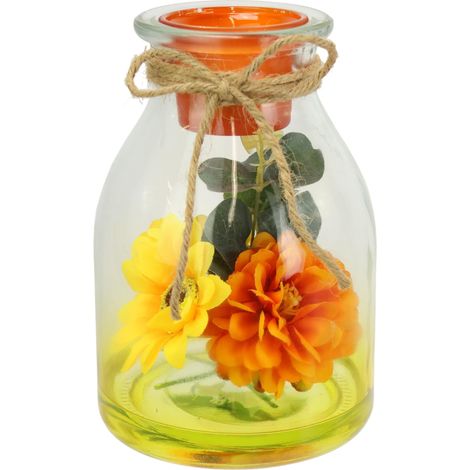 Photophore en Verre avec Bougie Chauffe-Plat décorée d'automne avec Champignons, écureuils, Feuilles d'automne, 16 cm, décoration de Table, Tournesol (1/3)