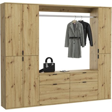 Armadio contenitore 6 porte + 4 cassetti – Rovere chiaro – BODITE