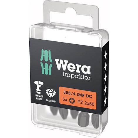 Bit Impaktor 1/4 DIN 3126 E6.3 PZ2X50MM 5ER PACK WERA. (1/5)