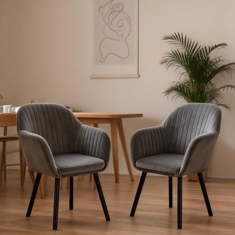 Fauteuil relax en velours côtelé gris anthracite et bois massif (1/5)