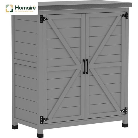 HOMAIRE Gartenschrank Holz Outdoor wetterfest mit Arbeitsplatte, Doppeltür und Einlegeboden