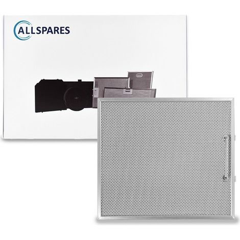 Filtro metálico AllSpares para campanas extractoras compatible con Whirlpool 481948048172 y Bosch Siemens Neff 00210340/210340 (300x266x9mm)