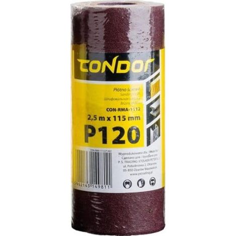 Rouleau de toile abrasive 2,5 m, 115 mm, P120 (1/2)