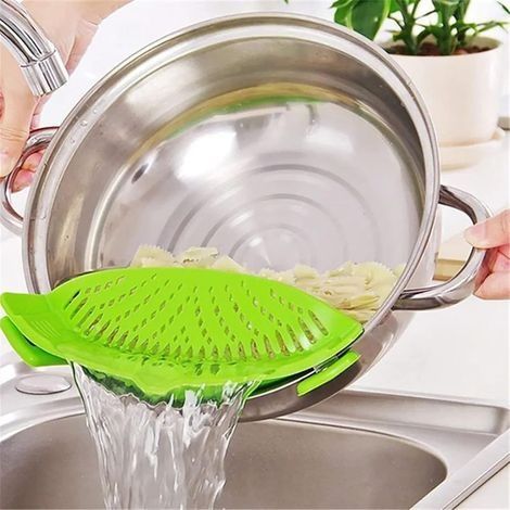 Passoire à Clip en Silicone, Passoire à Pâtes Passoires Alimentaires Filtre en Silicone Mains Libres Résistant pour Spaghetti aux Légumes, Bœuf Haché et Fruits, avec 1 Crochet Mural De Cuisine,V (1/4)
