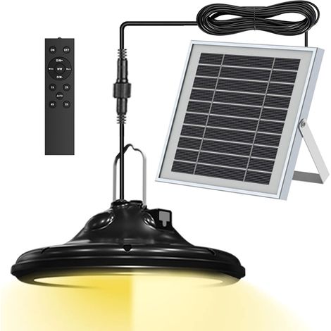 Lampe Solaire Exterieur, 100 LED, 3 Modes(3000k-5200k) Suspension Solaire Extérieur avec Détecteur de Mouvement, Télécommande, Lampe Solaire Étanche IP66 pour Jardin, Camping, Cour-Φ17cm (1/5)
