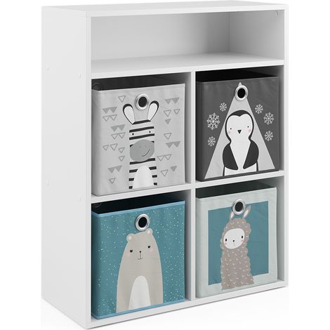 Libreria bambini , Bianco, 72 x 90.2 cm con 4 scatole pieghevoli, Vicco