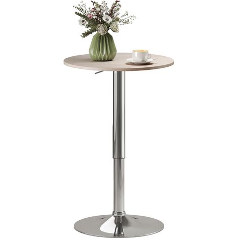 Table de bar ronde hauteur réglable pivotante 360° base ronde Ø60x67-93 cm, naturel