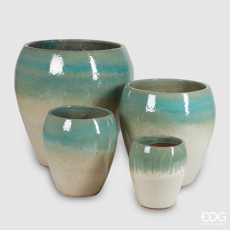 EDG Vaso Glaze Bombato Green Mix H 68