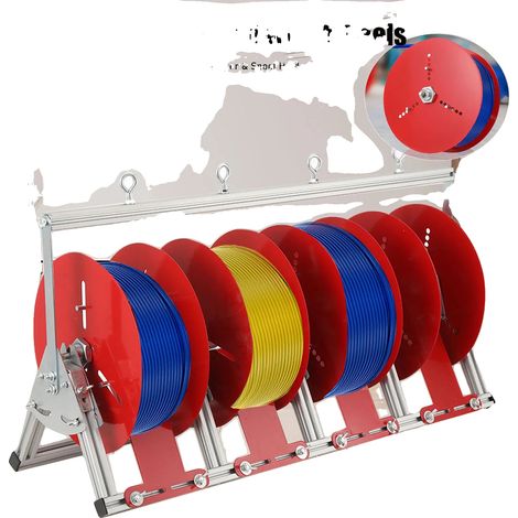 Supporto per avvolgicavo, struttura in lega di alluminio, supporta cavi fino a 6 mm, design con avvolgicavo indipendente, angoli di supporto regolabili, telaio pieghevole salvaspazio. (1/5)