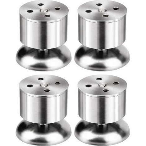 Lot de 4 Pieds - 6cm de Meuble Réglable Pieds de Table en Acier Inoxydable avec Tapis en Caoutchouc et Vis (1/4)