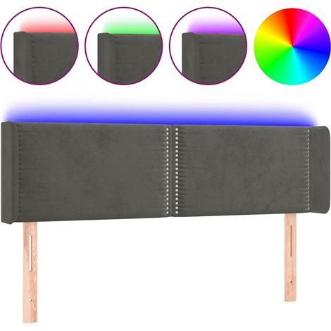 Maison Exclusive - LED Kopfteil Dunkelgrau 147x16x78/88 cm Samt (1/5)