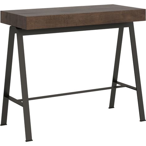Console extensible bois noyer et pieds métal anthracite 12 personnes 40 à 300cm Yanco (1/5)