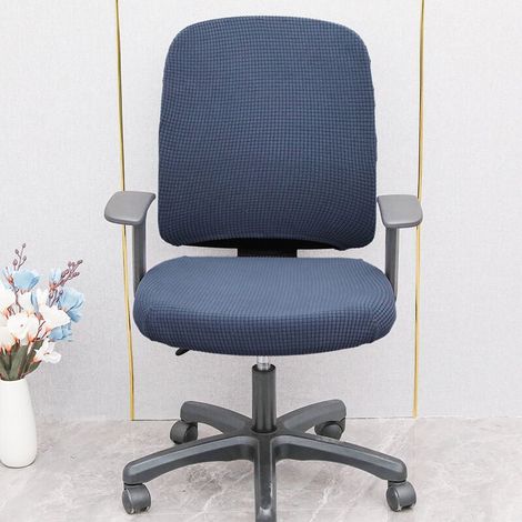 Stuhlbezug aus Maisvlies, komplettes Set Bürostuhl-Drehstuhlbezüge mit Rolle, marineblau