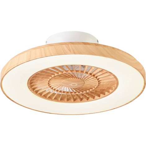 Ceiling Fan Wood Print with Star Effect 60cm incl. LED Dimmable with Remote Control - Climo (1/5)