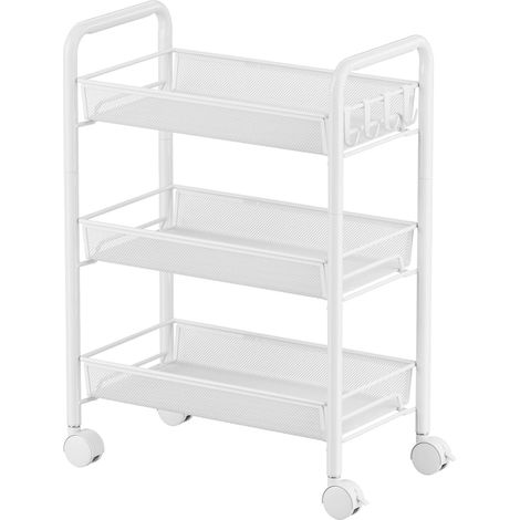 Petit chariot de rangement alimentaire, étagère de cuisine, étagère de rangement au sol à plusieurs niveaux, roulettes mobiles, rangement multifonctionnel pour les collations et autres en-cas. (1/5)