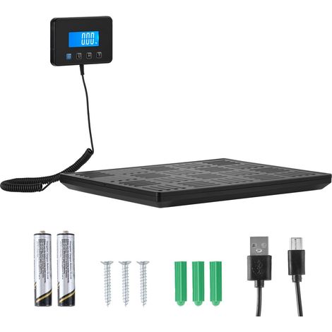 Balance numérique postale 300 kg, précision double 20 g/100 g, fonctions maintien/tare, écran LCD, pour colis, courrier, bagages, avec batterie et câble de charge inclus. (1/5)