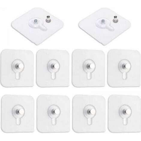 Pack of 10 No-Drill Picture Hanging Adhesive Strips, Transparent Adhesive Frame Hangers for Hanging Photo Frames, Mirrors, Wall Art, Decorative Lights, No Holes