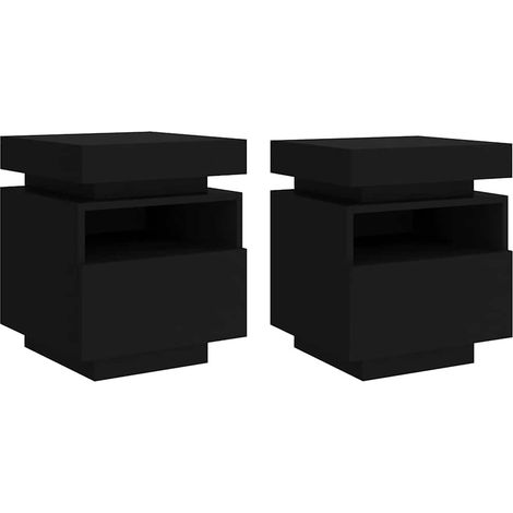 vidaXL Nachttische mit LED-Lichtern 2 Stück schwarz 40x39x48,5 cm