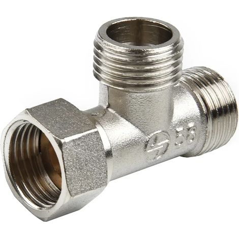 Robinet inverseur de toilette, adaptateur en T en cuivre G1/2", robinet en T pour douchette de baignoire/bidet, raccord de douche, tuyau d'eau en cuivre à trois voies