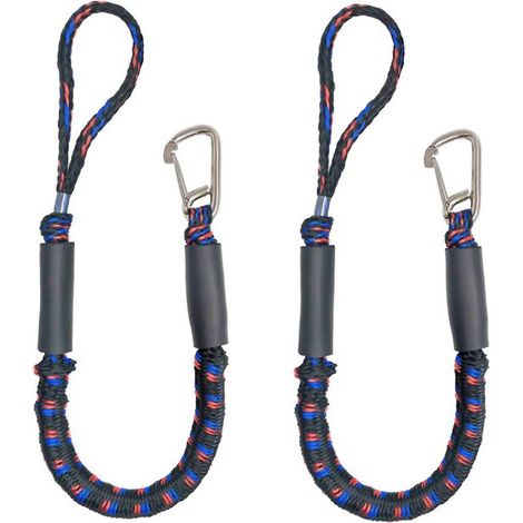 Amarre pour bateau, lot de 2 cordes d'amarrage avec crochets, lignes de quai pour bateau, kayak, jet-ski et ponton, rouge et noir (1/5)