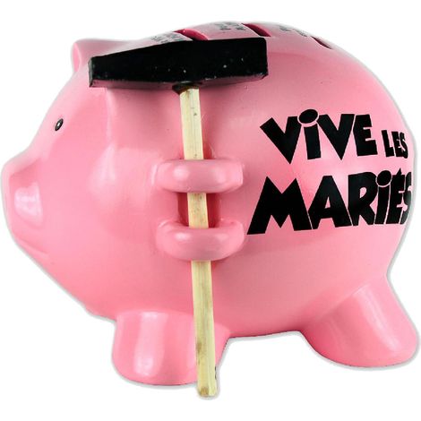 Tirelire cochon avec un petit marteau vve les mariés (1/2)