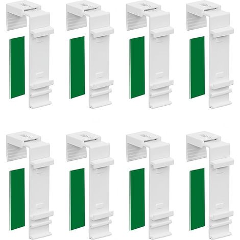 8 Pièces Support Store Enrouleur sans Percage, Fixation Store sans Percages, Supports de Serrage Longs pour Stores Double, Fixation et Collage San Perçage, Accessoire Pratique pour Fenêtres PVC