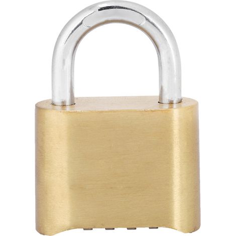 Cadenas à combinaison 4 chiffres en laiton massif, antirouille et imperméable, avec anse durcie anti-sciage pour porte, armoire et entrepôt (1/5)