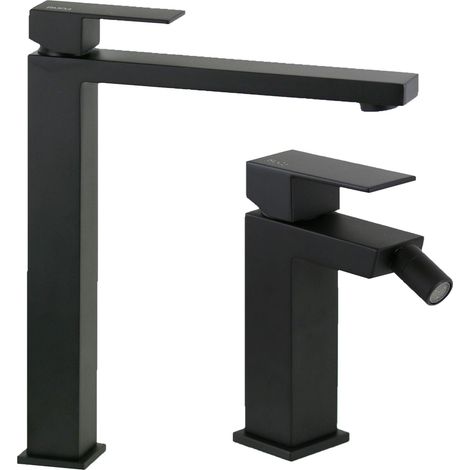Conjunto de mezcladores de lavabo y bidé altos en negro mate Ponsi Italia R KITITALIAR2NO (1/4)