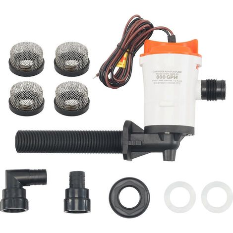 Pompe d'aération pour bateau, débit de 800 GPH, 12 V, avec système de connexion intégré, pour l'oxygénation des aquariums de yachts, kayaks et bateaux de pêche. Multicolore. (1/5)