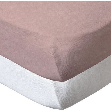 Set of 2 Cotton Fitted Sheets 70x140 cm White Pink 17 cm Flap Oeko-tex Certified For Baby Cot (1/5)