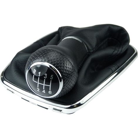 A253-6 Gear Shift Knob Gaiter 12mm Compatible with VW Golf 4 IV 6 Speed Gearbox with Frame Plug & Play Replacement for 1J071113 Black Chrome MUMU (1/4)