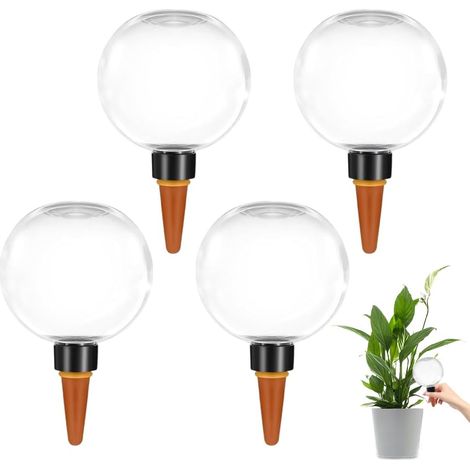 Globe Arrosage - 4 Pièces - PP et Argile - Hydratation Automatique - Plantes Intérieur et Jardin - 500ml Transparent (1/5)