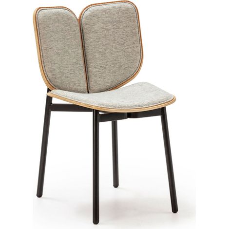 STUHL 48X54X80 STOFF/HOLZ/SCHWARZES METALLMÖBEL / SESSEL/FUSSSTÜHLE/SOLARSTÜHLE für alle Stilrichtungen, um dem Zuhause eine besondere Note zu verleihen (1/4)