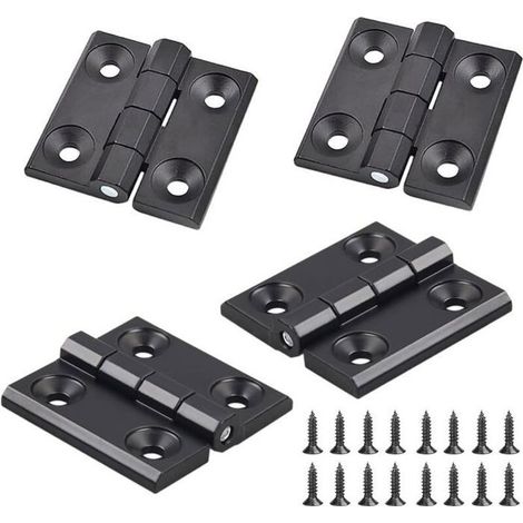 4 Pièces Charnières pour Placards, Noir Charnières Aluminium, Butt Charnière à Roulement Billes, Trous de Charnière Plats Pliants (1/5)