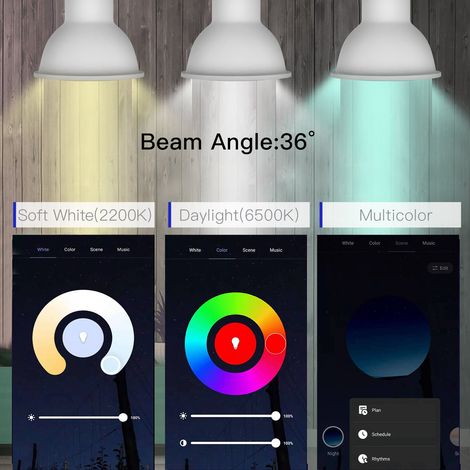 Ampoule LED intelligente Zigbee GU10 avec minuterie et commande vocale, 95-250 V, intensité et couleur réglables. (1/5)