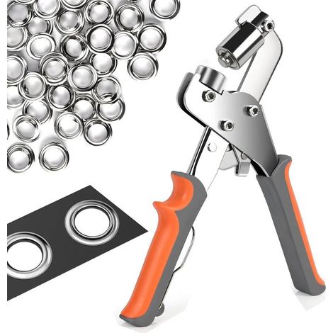 1 Ösenzange, 300 Ösen Ø 10 mm, Kohlenstoffstahl, ergonomischer Griff, für Planen und Leder (1/5)