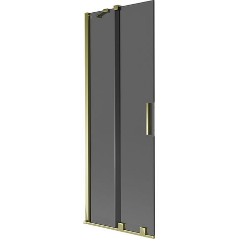 Mexen Velar mampara de baño corredera de 2 hojas 70 x 150 cm, grafito, dorado - 896-070-000-41-50 (1/2)