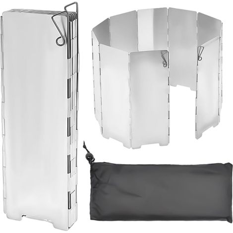 APEX Planche de 10 pare brise de camping avec 1 sac de rangement avec cordon de serrage, pliable pour l'extérieur, le camping, pare-brise léger, adapté pour le barbecue et la cuisine