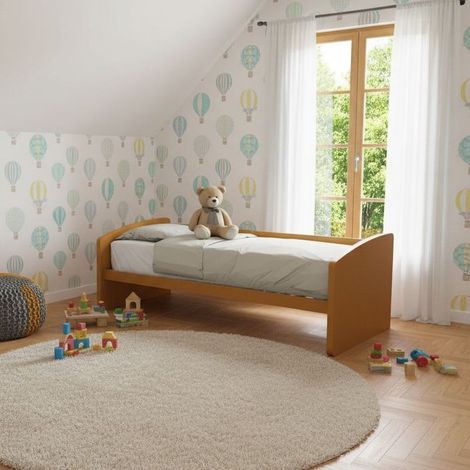 Divano letto singolo italiano con rete a doghe in faggio - 80x190 cm - Zolfo (1/5)