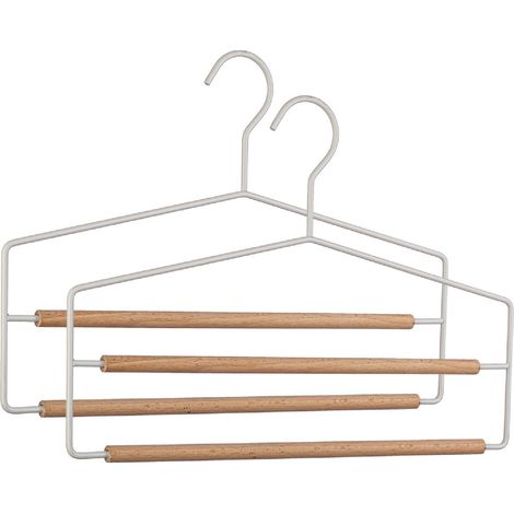 Gruccia 2 pezzi "Closet pantalone" in legno e acciaio -Bianco (1/2)