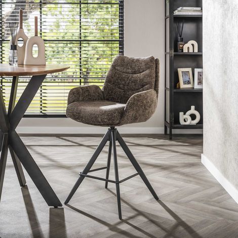 Barhocker Elite-Taupe-Chenille-Stoff, reichhaltig, drehbar