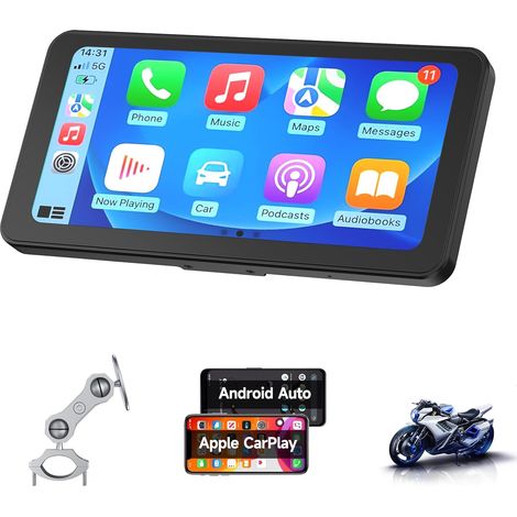Moto Carplay et Android Auto, Écran Moto 6.25" Tactile Étanche – GPS Portable, Bluetooth, Navigation, Musique, Assistant (CL871) (1/5)